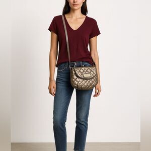 Marc by Marc Jacobs Quilted Metallic Leather Crossbody Bag Bronze Purse